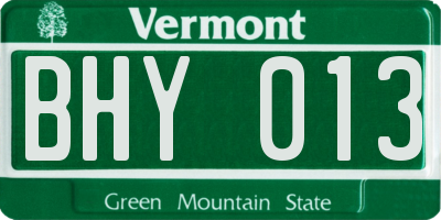 VT license plate BHY013