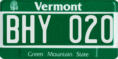 VT license plate BHY020