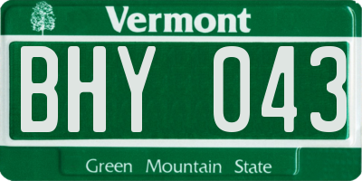 VT license plate BHY043