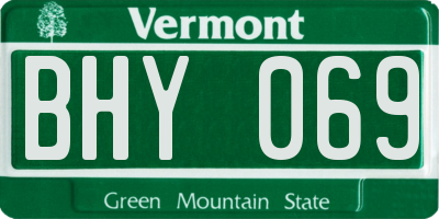 VT license plate BHY069