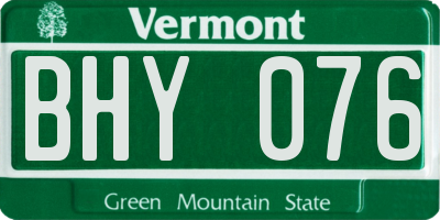 VT license plate BHY076
