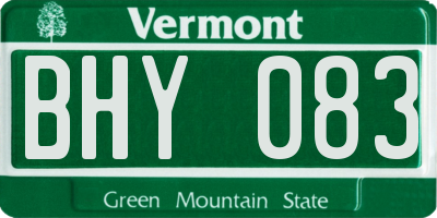 VT license plate BHY083