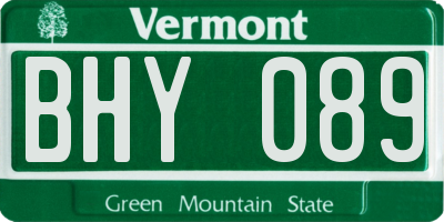 VT license plate BHY089