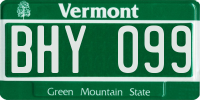 VT license plate BHY099