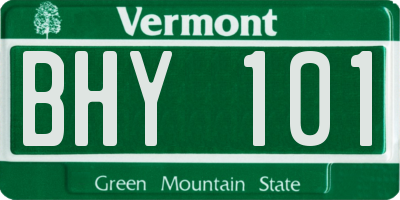 VT license plate BHY101