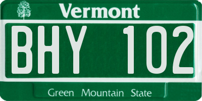 VT license plate BHY102