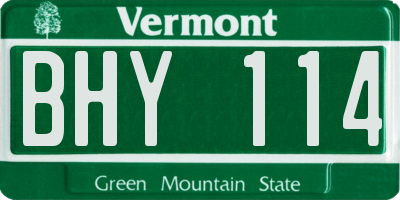 VT license plate BHY114