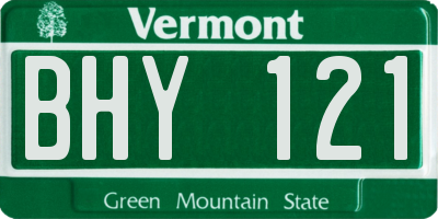 VT license plate BHY121