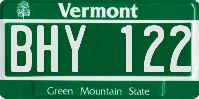 VT license plate BHY122