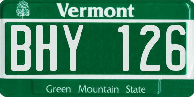 VT license plate BHY126