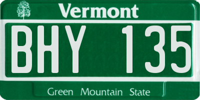 VT license plate BHY135