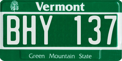 VT license plate BHY137