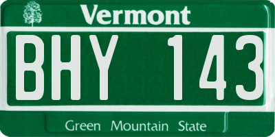 VT license plate BHY143