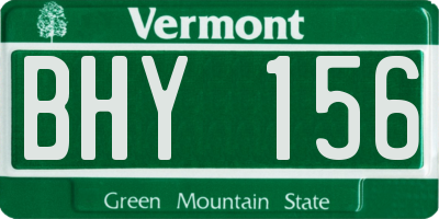 VT license plate BHY156