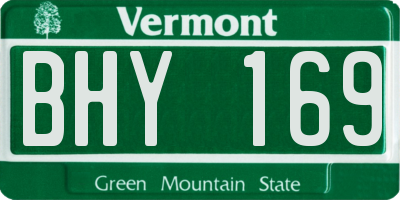 VT license plate BHY169