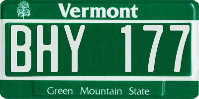VT license plate BHY177