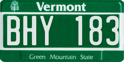 VT license plate BHY183