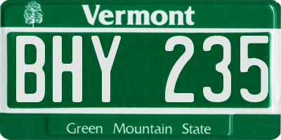VT license plate BHY235