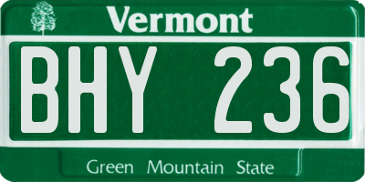 VT license plate BHY236