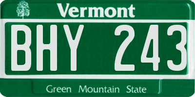 VT license plate BHY243