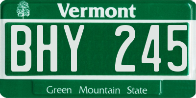 VT license plate BHY245