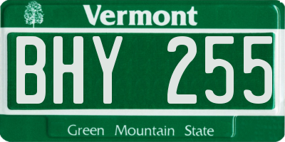 VT license plate BHY255