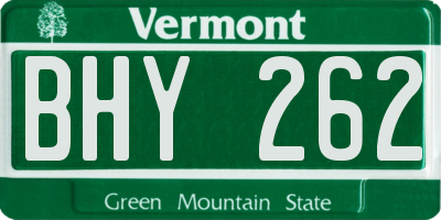 VT license plate BHY262