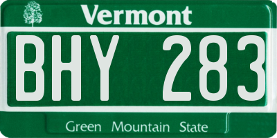 VT license plate BHY283