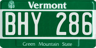 VT license plate BHY286