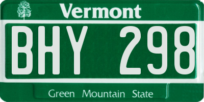 VT license plate BHY298