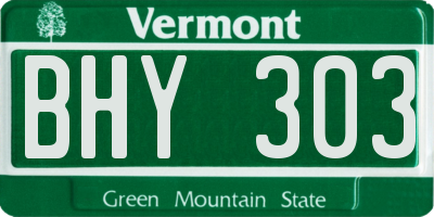 VT license plate BHY303