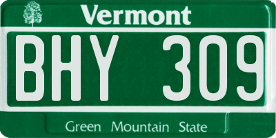 VT license plate BHY309