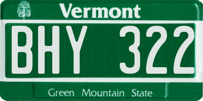 VT license plate BHY322