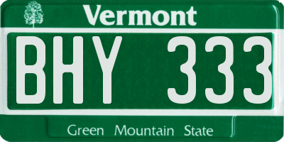 VT license plate BHY333