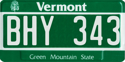 VT license plate BHY343