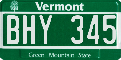 VT license plate BHY345