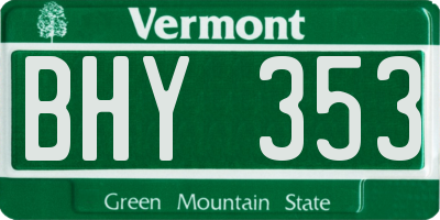 VT license plate BHY353