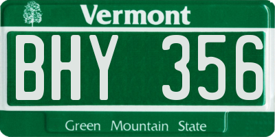 VT license plate BHY356
