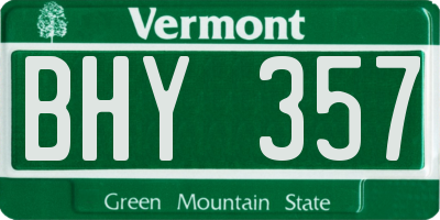 VT license plate BHY357