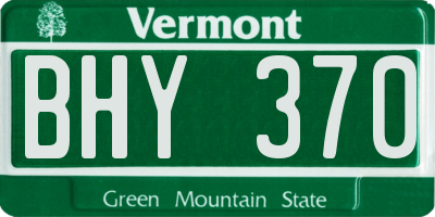 VT license plate BHY370