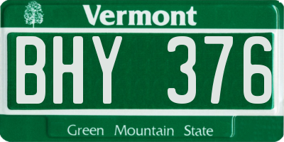 VT license plate BHY376