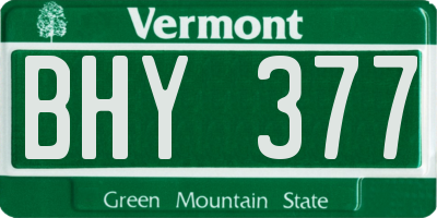 VT license plate BHY377
