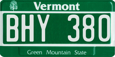 VT license plate BHY380