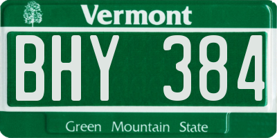 VT license plate BHY384