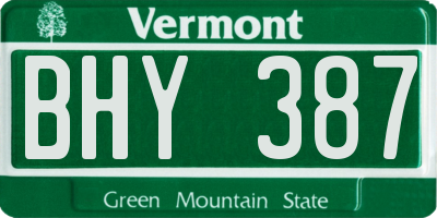 VT license plate BHY387
