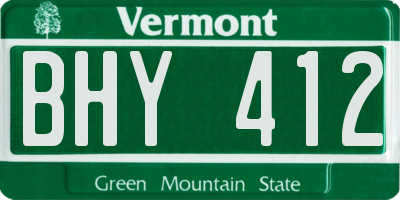VT license plate BHY412