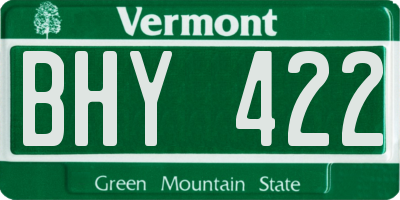 VT license plate BHY422