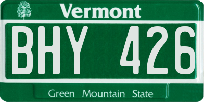 VT license plate BHY426
