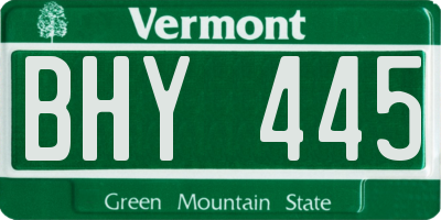 VT license plate BHY445