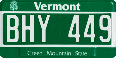 VT license plate BHY449